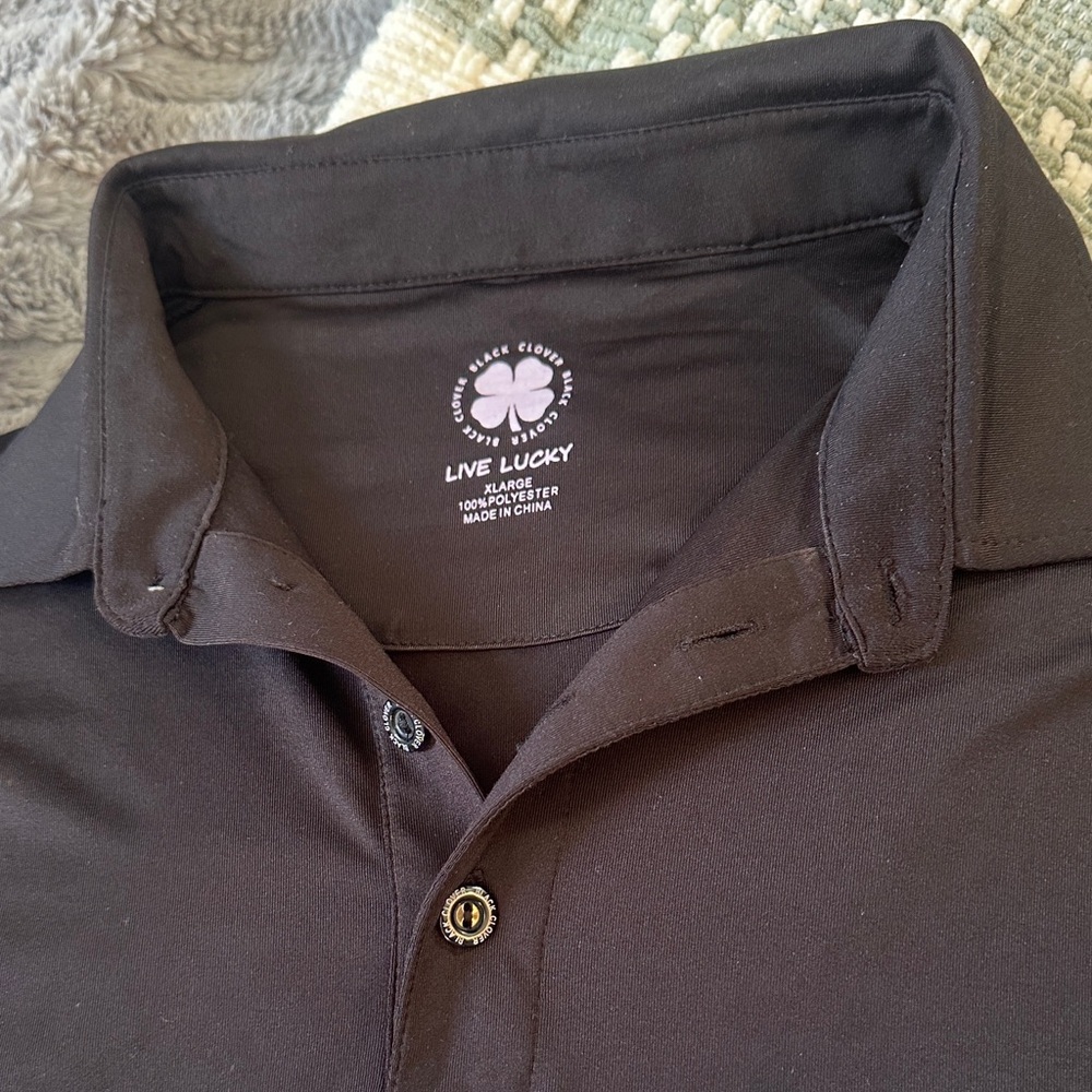 Men’s black clover live lucky polo shirt - Picture 3 of 5